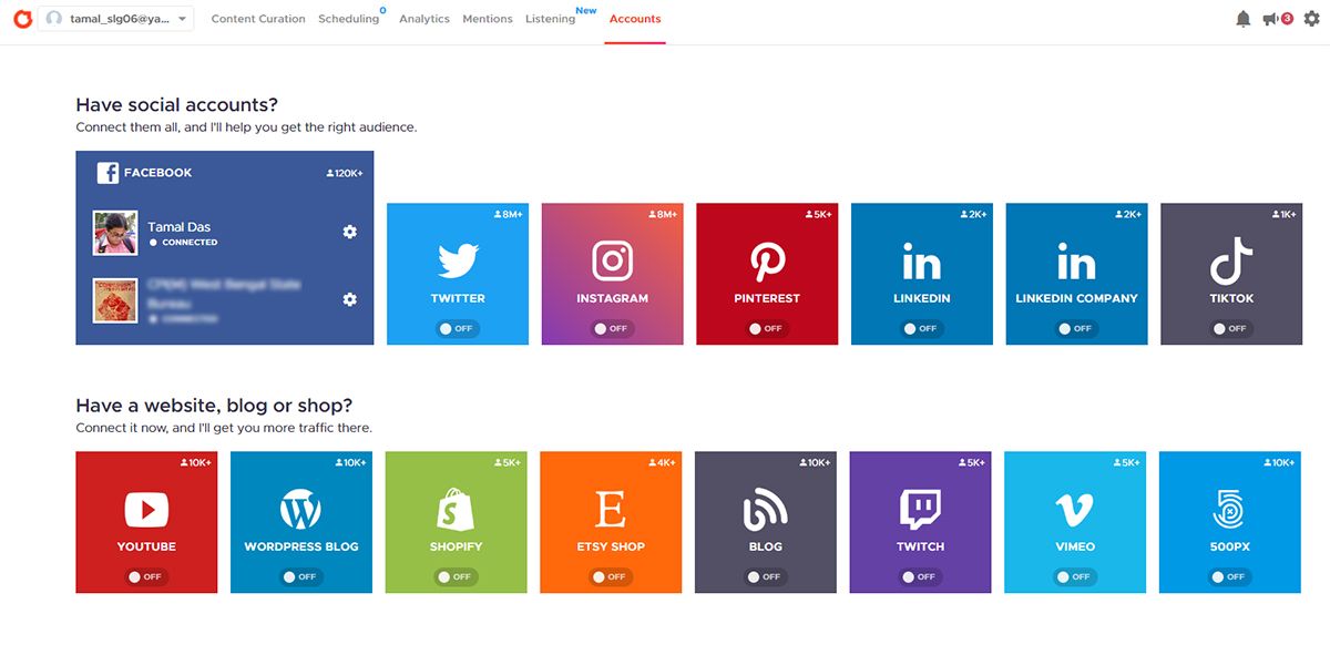 Image showing Multiple Social Platforms compatibility of Crowdfire